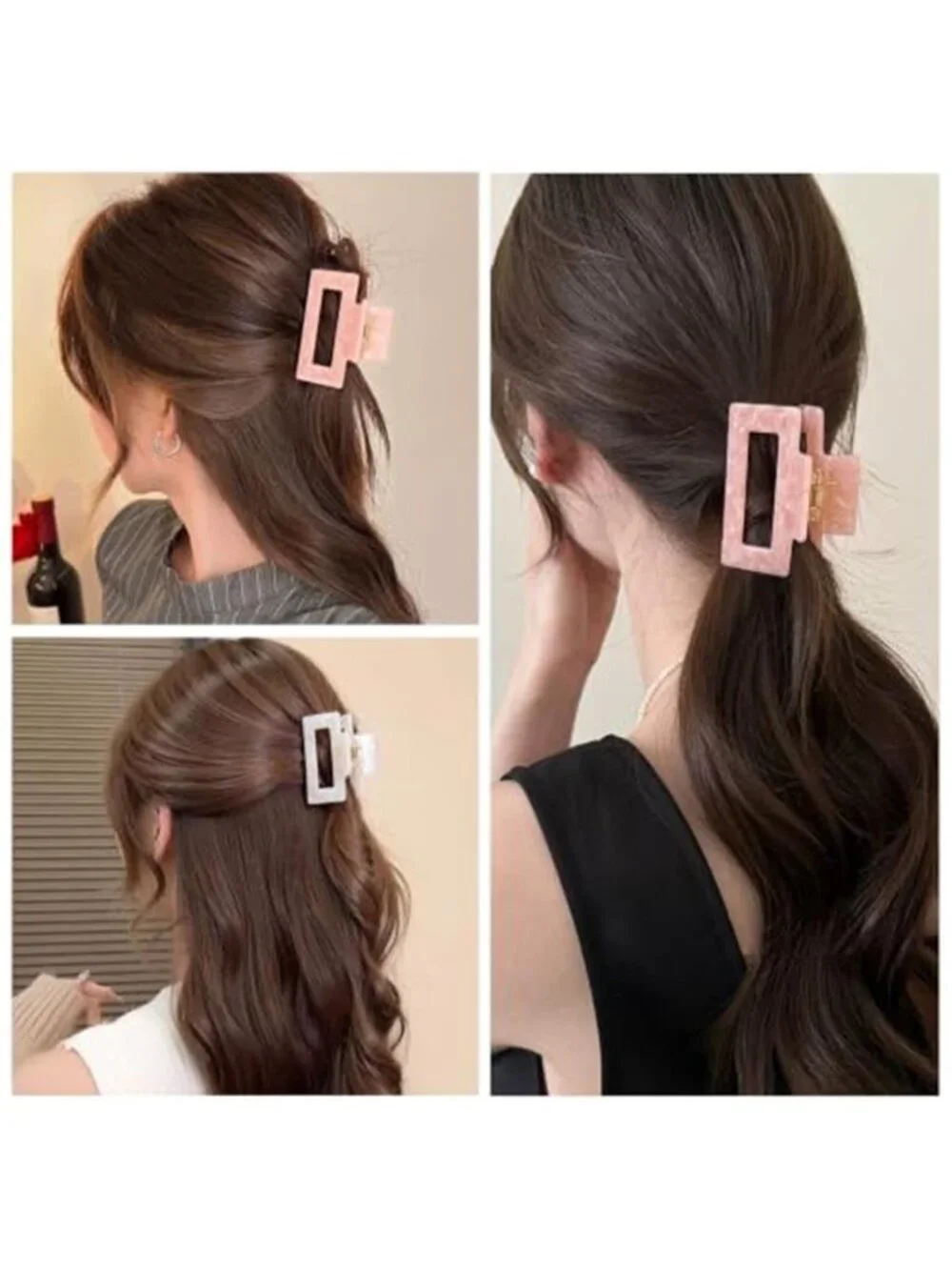 Small Hair Claw Clips Medium Acetate Square Hair Clips Tortoise Shell Cute